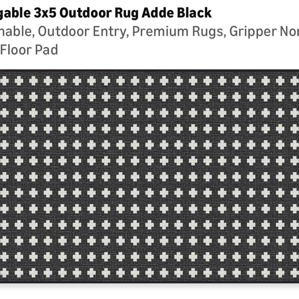 RUGGABLE Outdoor Adde Black RugWashable Rug Cover 3'x5' PREOWNED